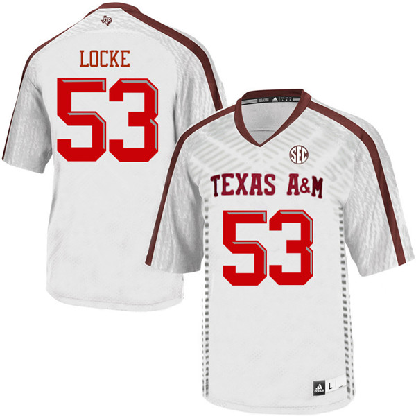 Men #53 John Locke Texas Aggies College Football Jerseys Sale-White